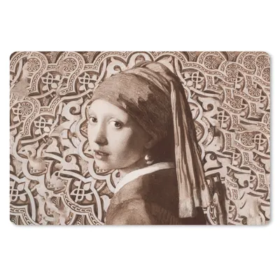 Produktbild von MuchoWow® Schreibtischunterlage Das Mädchen mit dem Perlenohrring - Johannes Vermeer - Braun 60x40 cm - XXL Mauspad - Großes Mauspad