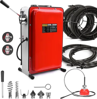 Produktbild von 16mm 33M Spiralen Elektrische Rohrreinigungsmaschine 390W 450U/min für Ø20-100mm Spirale Ø8mm 10M, Rohrreinigungsgerät Rohrreiniger Abflussreiniger