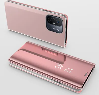 Produktbild von Handy Hülle für Xiaomi Redmi 12C Clear View Hülle Klapp Flip Hülle Bumper Cover Spiegel Mirror, Farbe: Rosa