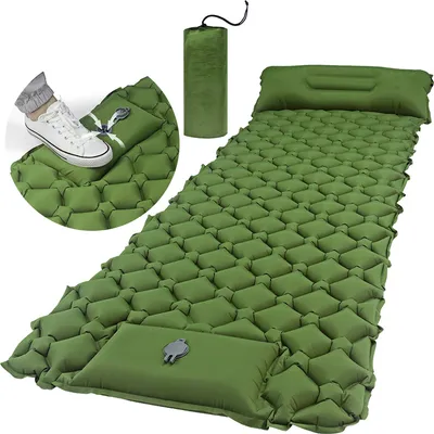 Produktbild von Selbstaufblasende Camping-Schlafmatte 6 cm mit Fußpumpe, ultraleichte 40D TPU Luftmatratze, 193*60*6cm, Ultraleichte wasserdichte Luftmatratze