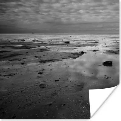 Produktbild von MuchoWow® Poster Wattenmeer - Schwarz - Weiß - Seen 100x100 cm - Babyzimmer