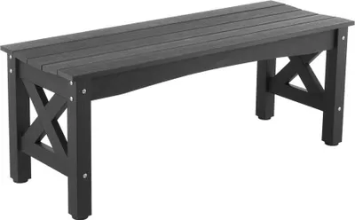 Immagine prodotto di Panca da giardino in plastica nera - Panca da patio 113 cm - Panca da balcone per esterni - Panca da veranda resistente