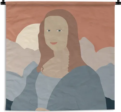 Produktbild von MuchoWow® Wandteppich Wandbehang Pastell - Mona Lisa - Sonne 150x150 cm Tapisserie Dekoration Wandtuch - Wohnaccessoires - Modernes