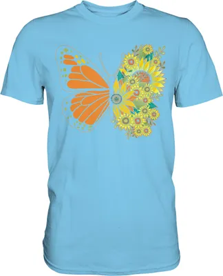 Produktbild von Sonnenblumen Schmetterling T-Shirt – Sky Blue / XXL