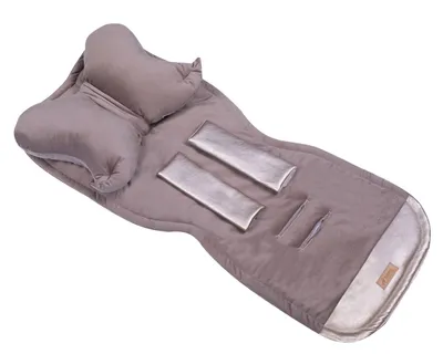 Produktbild von Universal Kinderwagenauflage mit Kissen | Sitzeinlage für Buggy & Sportwagen | Atmungsaktive Kinderwagen-Matratze Wendbar, Cappuccino