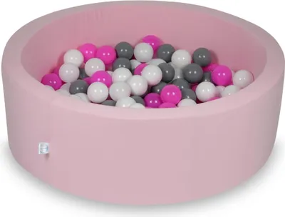 Immagine prodotto di Piscina secca 90x30cm rosa cipria con 200 palline: bianche, grigie, rosa
