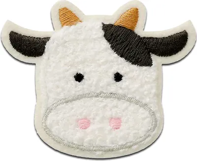 Obrázek produktu pro Mono-Quick cow chenille animal - záplata, nažehlovací záplata, nášivka, nášivky, k nažehlení, velikost: 5,4 x 6,6 cm