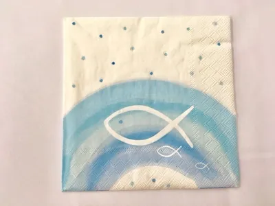 Produktbild von Servietten Papier 33x33cm 3-lagig mit Fischsymbol & Regenbogen 20 Stk.
