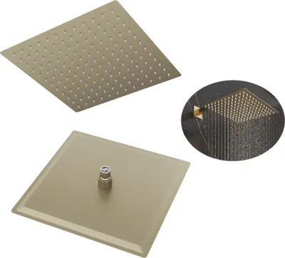 Obrázek produktu pro Granitan | Čtvercová sprchová hlavice - 30x30 cm - Broušené zlato - Elegantní design - Systém proti vodnímu kameni
