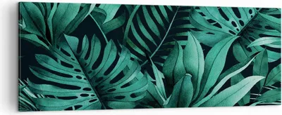 Produktbild von Bild auf Leinwand - Leinwandbild - Einteilig - Blätter Grafiken Monstera - 140x50cm - Wand Bild - Wanddeko - Wandbilder - Leinwanddruck - Bilder - Wanddekoration - Leinwand bilder - AB140x50-4886