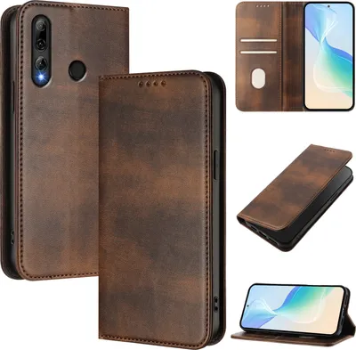 Obrázek produktu pro Pouzdro pro Huawei P Smart+ 2019/P Smart 2019/Honor 20 Lite/Honor 10i, vintage kožené pouzdro s RFID ochranou, přihrádkami na karty, stojánkem Hnědý