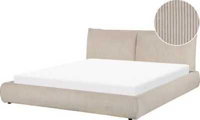 Produktbild von BELIANI Wasserbett Taupe aus Cord 180 x 200 cm mit Matratze Zubehör Gepolstertes Hohes Kopfteil Modern Bequem Schlafzimmer Ausstattung Möbel