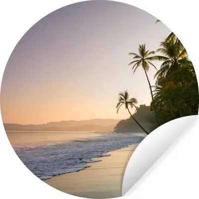 Produktbild von MuchoWow® Runde Wandtattoo - Wandsticker Tapete Aufkleber Strand - Meer - Palme Ø 30 cm Selbstklebend und Repositionierbar - Wandaufkleber - Kreis - Wandbild - Fototapete - Selbstklebend - Dekoration - Wandschmuck - Schlafzimmer