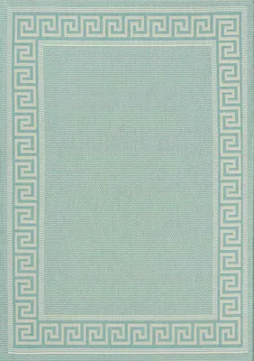 Produktbild von In- und Outdoor Teppiche Flachgewebe Balkon Küche Bordüre Look In Blau & Turkis, Farbe:Turkis, Maße:120x160 cm