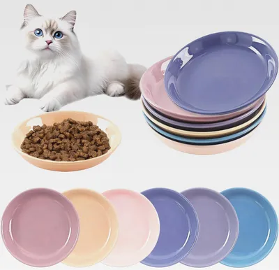 Produktbild von 6 Stück Futternapf Katze - Katzen Napfset - Katzennapf Keramik - Katzennapf ErhöHt - Napf Katze - Katzen Fressnapf - ErhöHter Futternapf