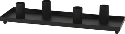 Produktbild von Schwarzes Metall Kerzentablett mit 4 Stabkerzenhaltern - ca. 30 cm