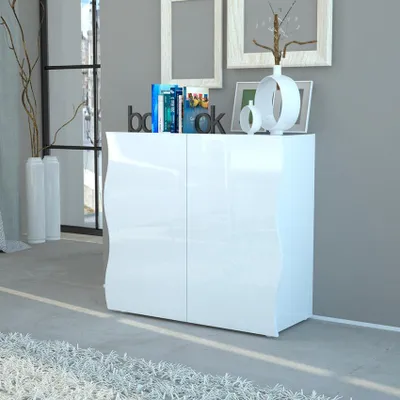 Produktbild von Weißer Mehrzweck-Holzschrank 2 Türen für Bad & Küche Onda Double
