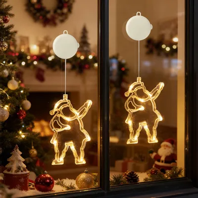 Immagine prodotto di 2 pezzi LED Babbo Natale Fata luci finestra con ventosa per partito Natale appeso finestra decorazione