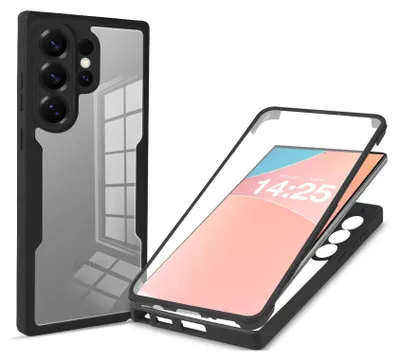 Produktbild von 360 Grad Rundum Schutz Handyhülle für Samsung Galaxy S26 Ultra Full Cover Vollschutz Case Farbe: Schwarz