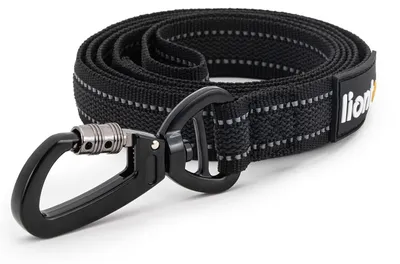 Hundeleine 120 cm, gummiert, reflektierend, schwarz