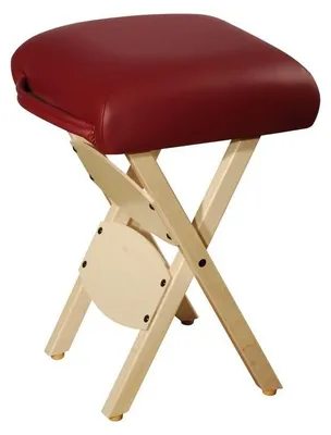 Productafbeelding van Opvouwbare Hocker van Hout voor Massage, Schoonheidsbehandeling en Therapie - Burgunderrood