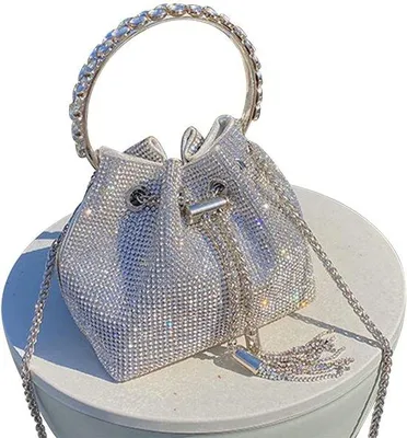 Productafbeelding van Ibenzoa® avondtas – elegante zilveren clutch met glinsterende strass-versiering, zachte textiel buitenkant, zachte satijnen binnenvoering en een veilige rits