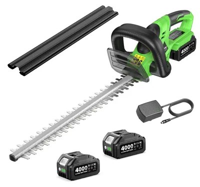 Elektrische Heckenschere 56 cm, 2x4000 mAh Akku, Doppelklinge