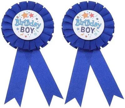 Produktbild von Verjaardagsbadge aus Blauem Lint - Herstellbar - 160x75mm - Dekorative Brosche