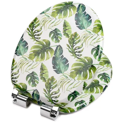 Produktbild von WC Sitz TROPICAL LEAVES Grün Monstera Toilettensitz Softclose MDF Bad Deko