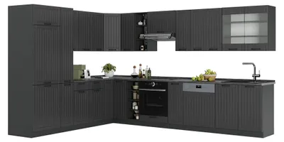 Zdjęcie produktu dla Kuchnia narożna Vicco Fame-Line Ciemnoszary/Antracyt 347 x 257 cm, BP Marmur, Model 57160