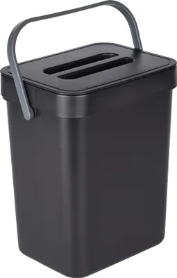 Produktbild von WENKO Abfalleimer Mülleimer Abfallsammler Bad WC Küche 5l schwarz Tago BO