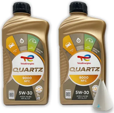 Produktbild von Total Quartz 9000 NFC | 5W-30 | 2 L | RN 0700 | Ford WSS-M2c913-D | Jaguar STJLR.03.5003 | Fiat | Hyundai | mit Trichter