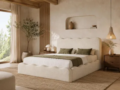 Produktbild von Emlar Polsterbett Bora 140x200 cm - Bett mit Bettkasten & Lattenrost - Bouclé-Stoff - Doppelbett mit Stauraum Beige (Quelle 02)