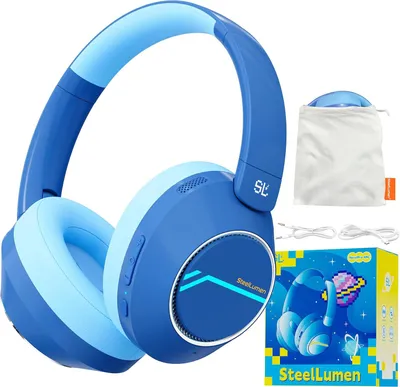 Produktbild von Steellumen Kinder Bluetooth Kopfhörer mit ANC, 74/85/94dB Lautstärkebegrenzung, 60H Akku, Noise Cancelling, Mikrofon, kabellos & faltbar