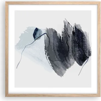 Produktbild von Gerahmtes Poster - Rahmen in heller Eiche - Blau Grau Aquarell - 50x50 cm - Wand Bild - Wanddeko - Wandbilder - Kunstposter - Wandposter - Bilderrahmen - Bilder - Kunstdruck - P2NAC50x50-4975
