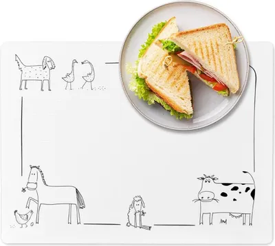 Immagine prodotto di Tovaglietta rettangolare in plastica bianca con motivo animali