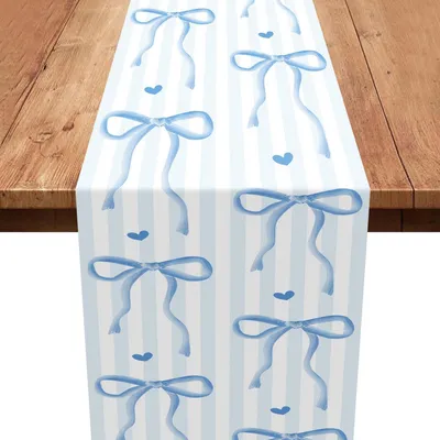 Immagine prodotto di Runner da tavolo con motivo a pois blu e bianco, 180x35 cm, in poliestere