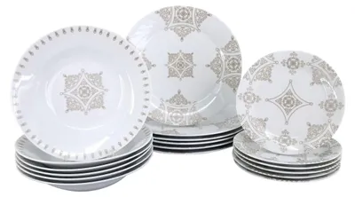 Image de Service de 18 assiettes en porcelaine Ronda Baroko taupe, par inspire
