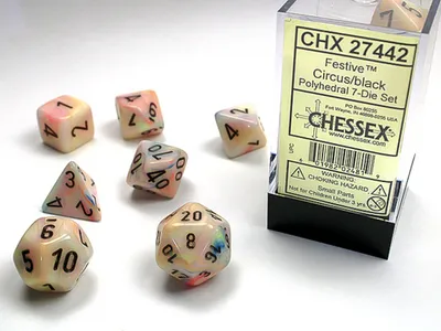 Produktbild von Chessex - Festive - 7-Die Set - Circus/Black