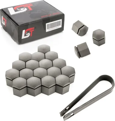 Produktbild von 20x Radschrauben Kappen Radschraubenkappen Set 19 mm grau für VW SEAT SKODA