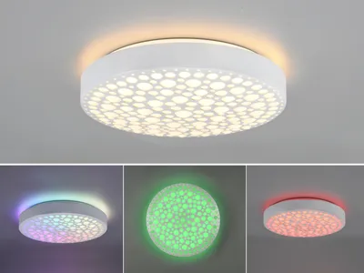 Image de Plafonnier LED rond CHIZU blanc 22 W, nuances de blanc, 2500 lm, plastique, dimensions : 9 x 40,5 x 40,5 cm, IP20, RL