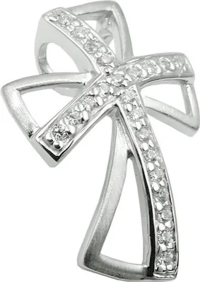 Produktbild von Anhänger Kreuz mit Zirkonias 20x14mm aus 925 Silber rhodiniert Halsschmuck