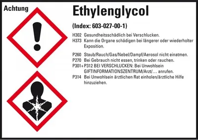 Produktbild von Dreifke® Aufkleber I GHS-Etikett Ethylenglycol, GefStoffV/GHS/CLP, Folie, 105...