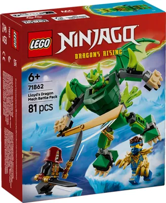 Productafbeelding van LEGO NINJAGO Lloyd's Draken-Mech Strijdset - Ninja speelset met actiefiguur, 3 minifiguren en katanas - Decoratie voor kinderkamers - Cadeau-idee voor jongens vanaf 6 jaar en fans van Dragons Rising - 71862
