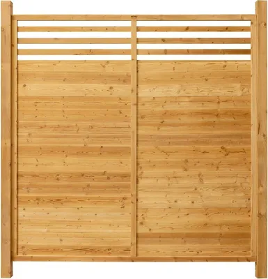 Produktbild von HOME DELUXE - Holzzaun SOMA - Fichtenholz, 1x Element + 2x Pfosten - Breite: ca. 200 cm, inkl. Zubehör I Blickschutz Windschutz Sonnenschutz