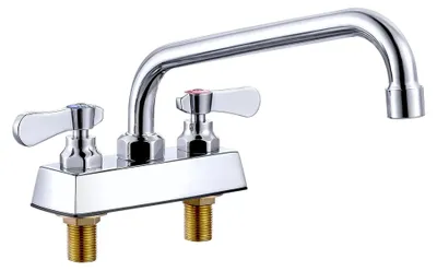 Produktbild von Waschtischarmatur, 25,4 cm, schwenkbarer Auslauf: kommerzielle Spüle, 10,2 cm Mitte, Deckmontage, Küchenarmatur, Messingkonstruktion, verchromt, poliert, für Küche, Wäsche, Barspüle, Wohnmobil