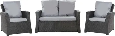 Produktbild von Gartenkissen Set für Polyrattan Möbel 4-Sitzer Garten Sofakissen 112x50cm Gartenstuhl Kissen set 2x56x52 Sitzkissen Grau Kissen mit Rückenlehne