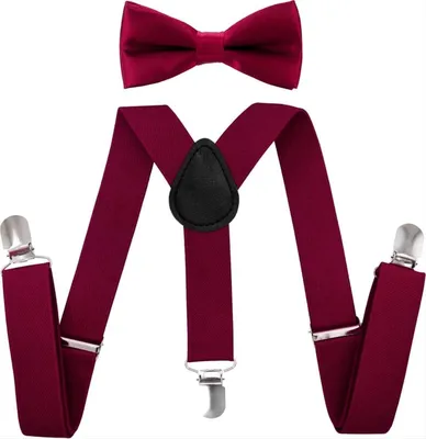 Produktbild von Jumada's - Hosenträger für Kinder mit Fliege - Fliege - Festliches Kinderoutfit - Cooler Hosenträger mit Schleife - Rot