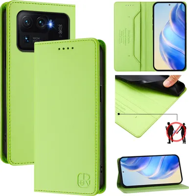 Produktbild von Lederhülle für Xiaomi Mi 11 Ultra Hülle Flip Brieftasche Kartenfächern Ständer Schutzhülle Grün