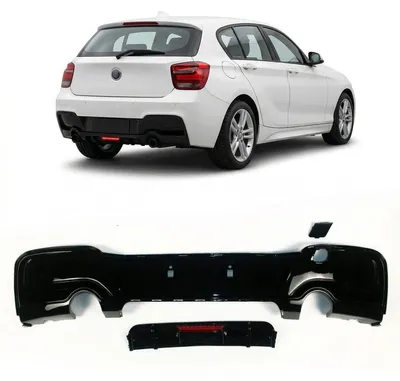 Productafbeelding van Achterdiffusor, zwart, glanzend, geschikt voor BMW 1-serie F20 F21, modeljaren 2011-2015